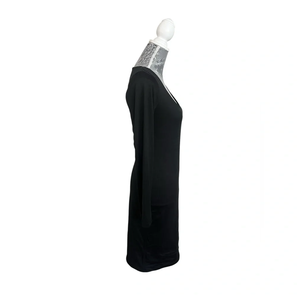 Fashion Nova Hadley Black Double Lined Long Sleeve Midi Dress Size Large - Picture 6 of 9